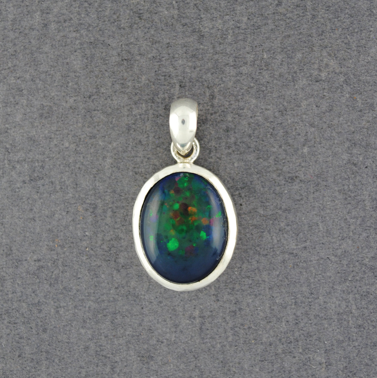 Sterling Silver Blue Opal Oval Pendant
