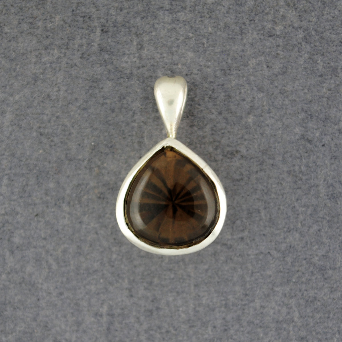 Sterling Silver Smoky Quartz Faceted Teardrop Pendant