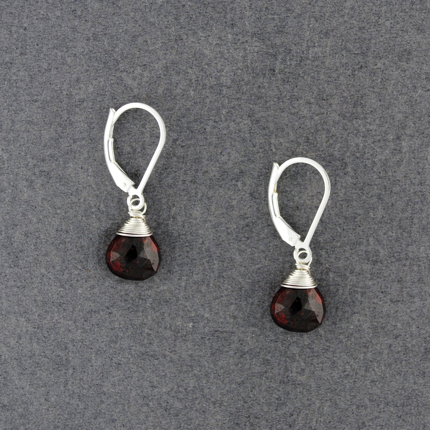 Sterling Silver Garnet Drop Earrings