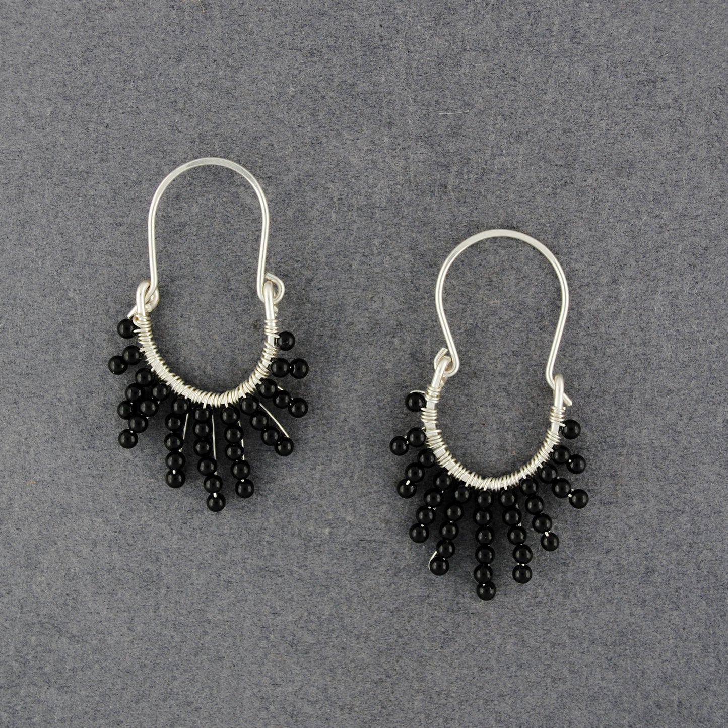 Sterling Silver Black Onyx Horseshoe Earrings