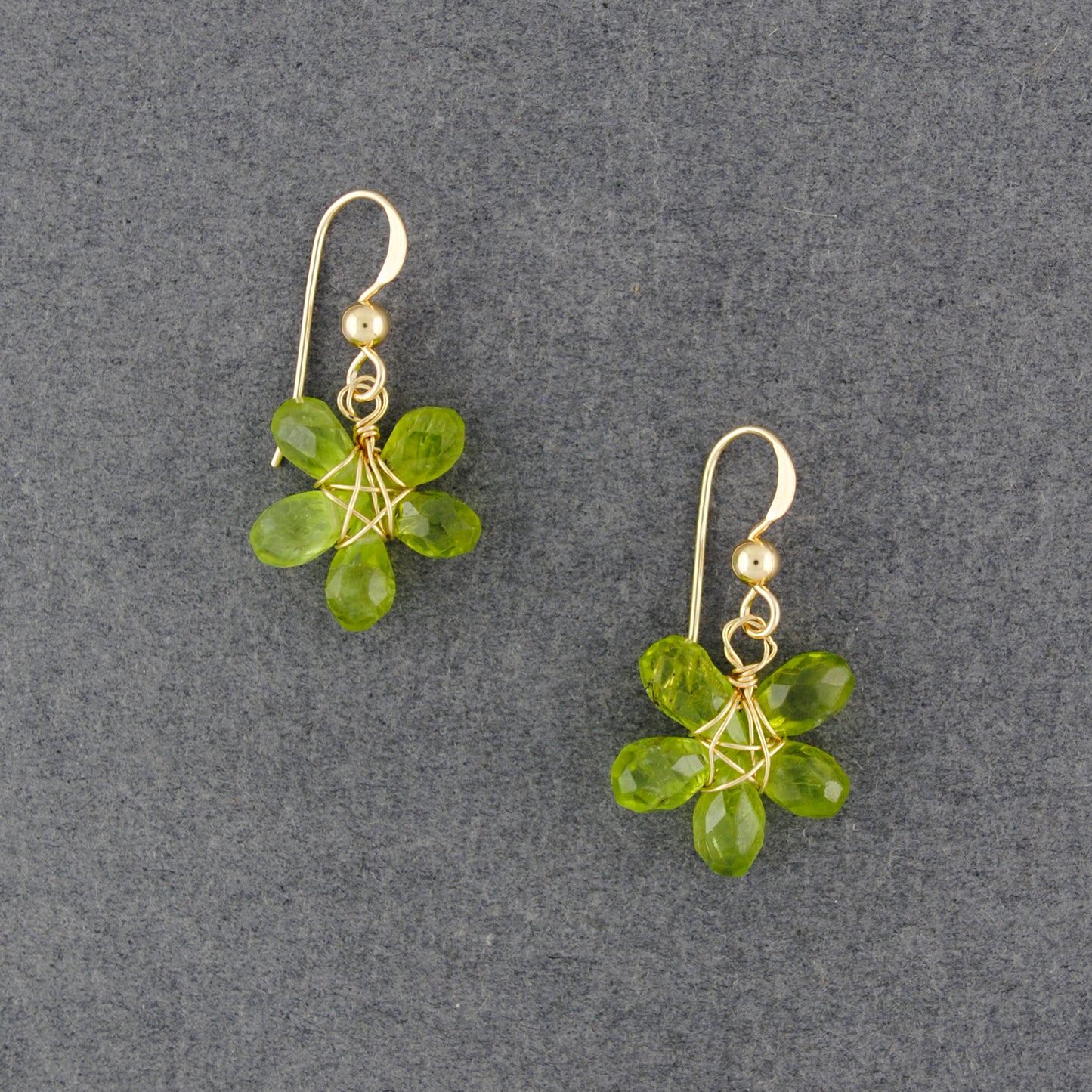 14K Gold Filled Peridot Flower Earrings