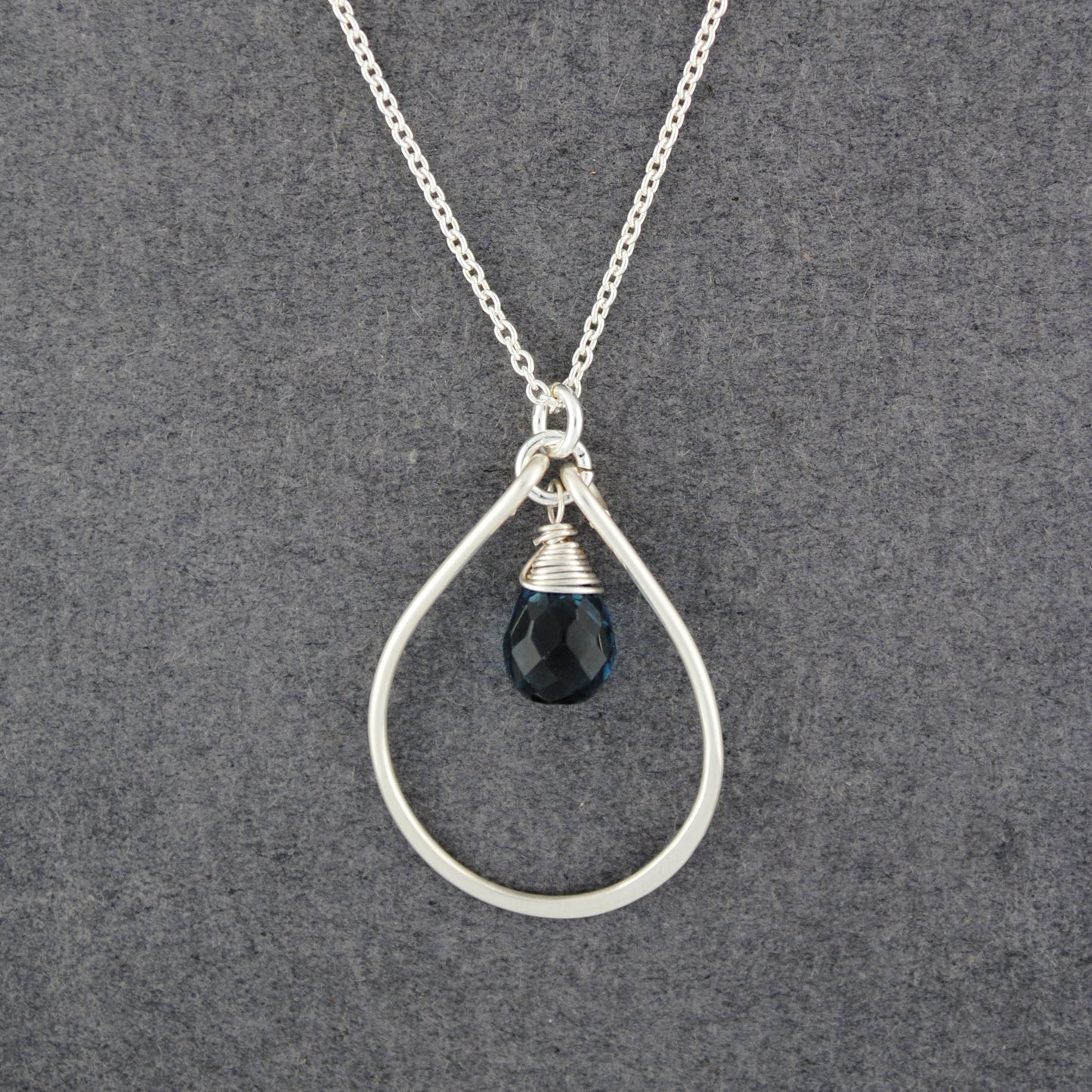 Sterling Silver London Blue Quartz Raindrop Necklace