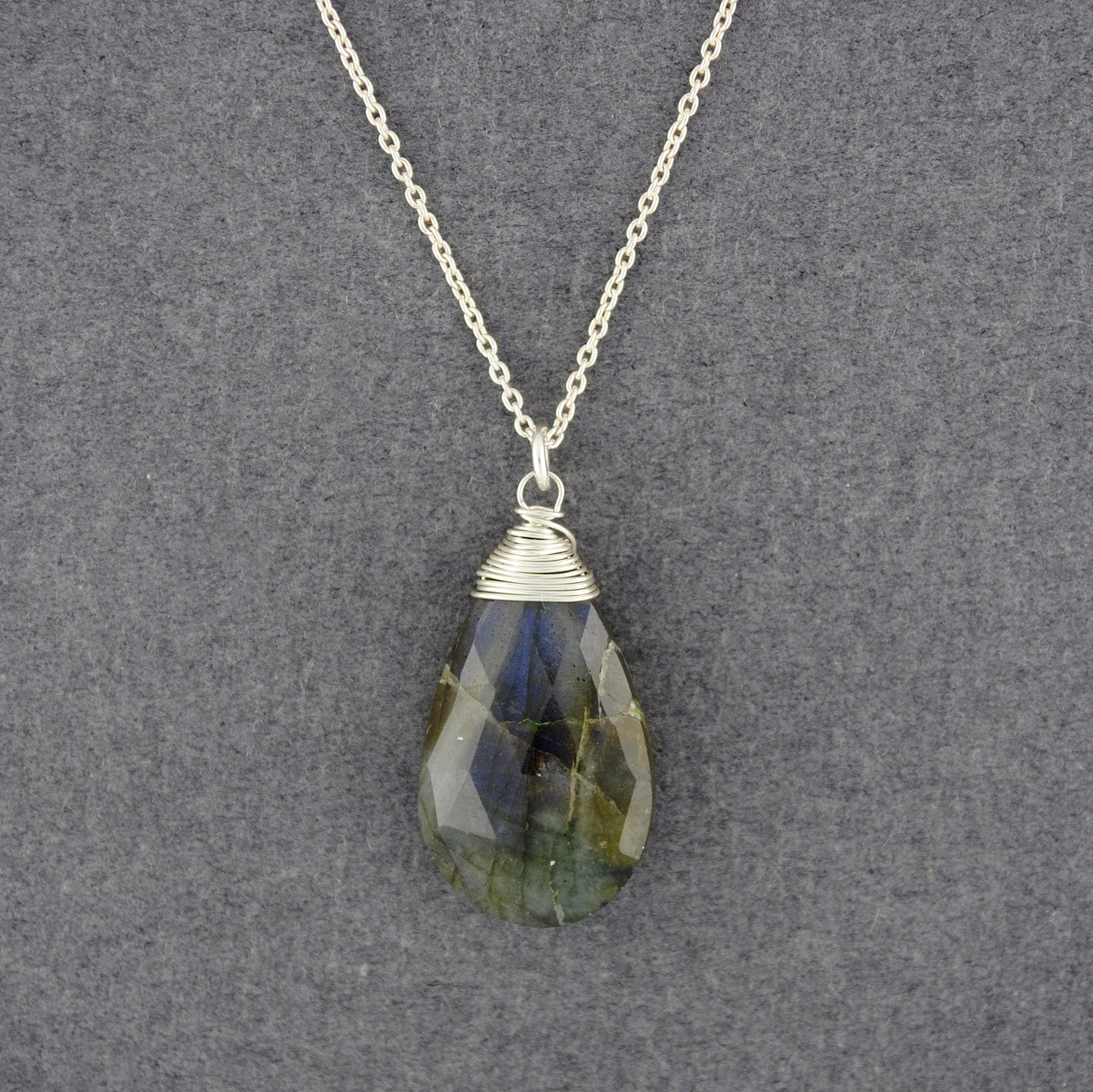 Sterling Silver Large Labradorite Necklace