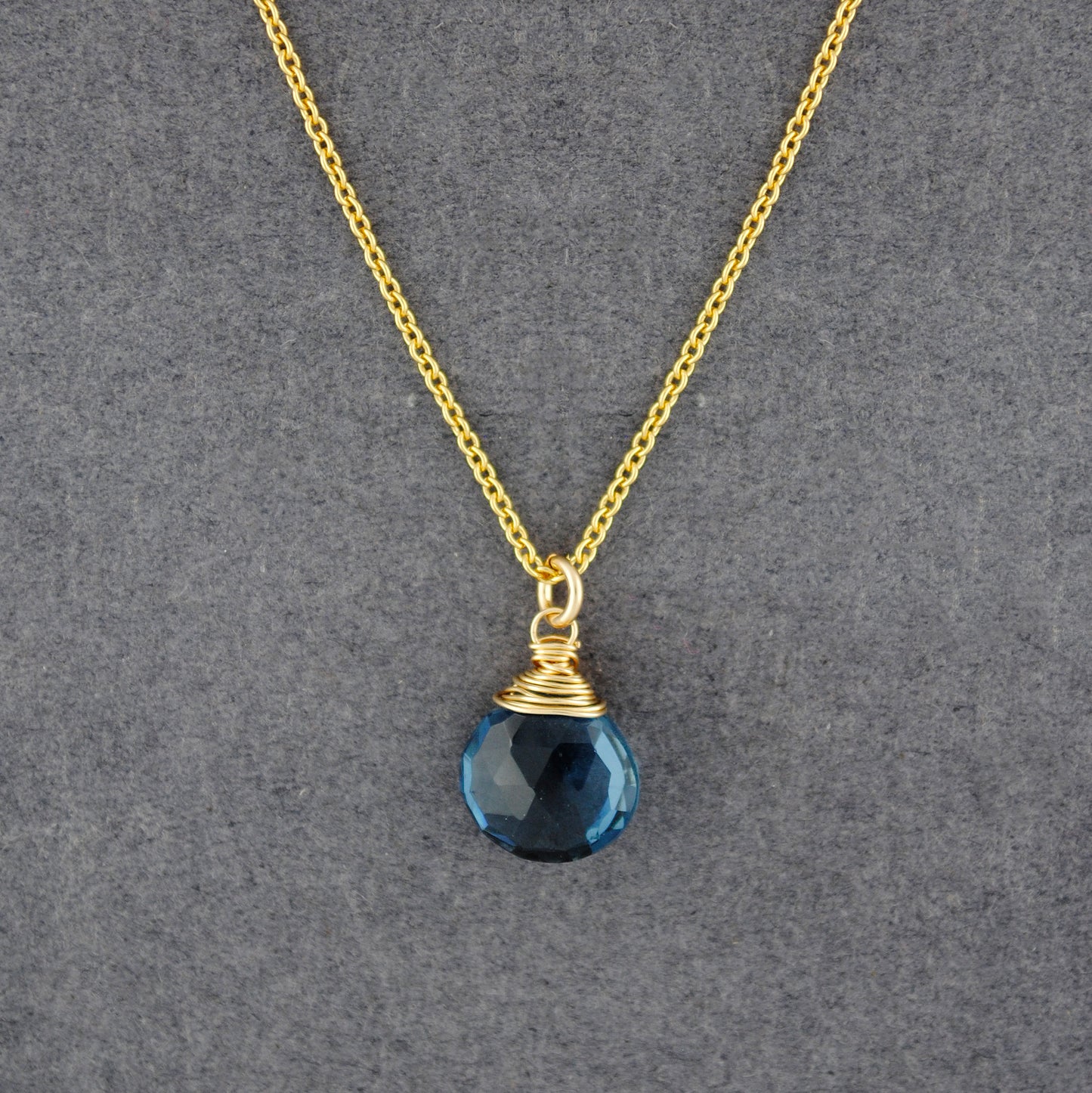 14KGF Wrapped London Blue Quartz Necklace