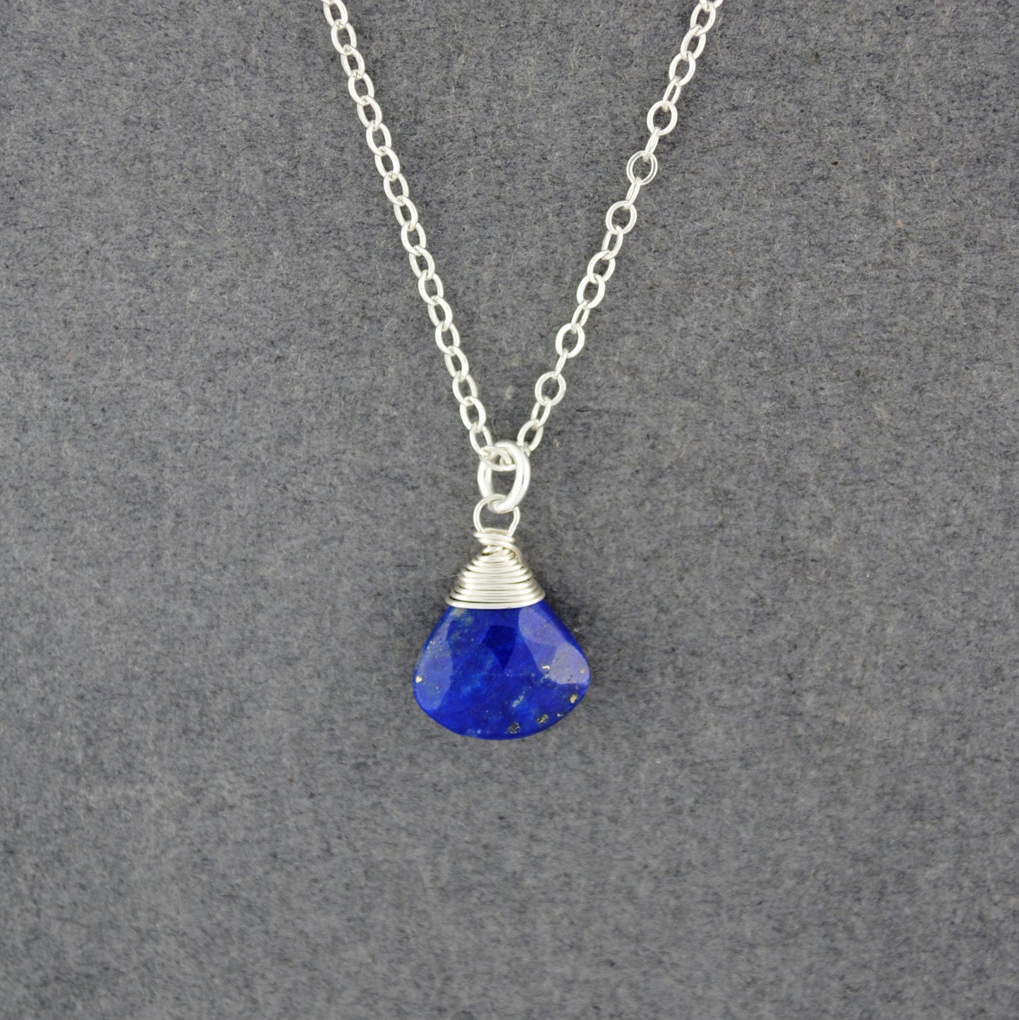 Sterling Silver Lapis Drop Necklace