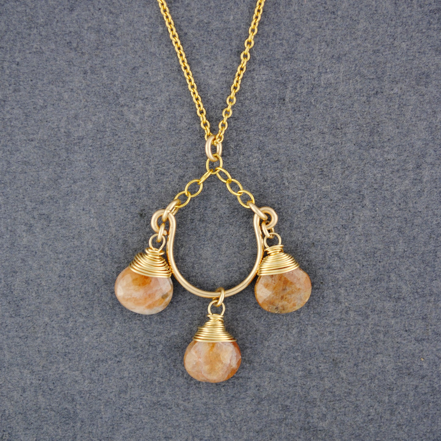 14K Gold Filled Jasper Chandelier Necklace