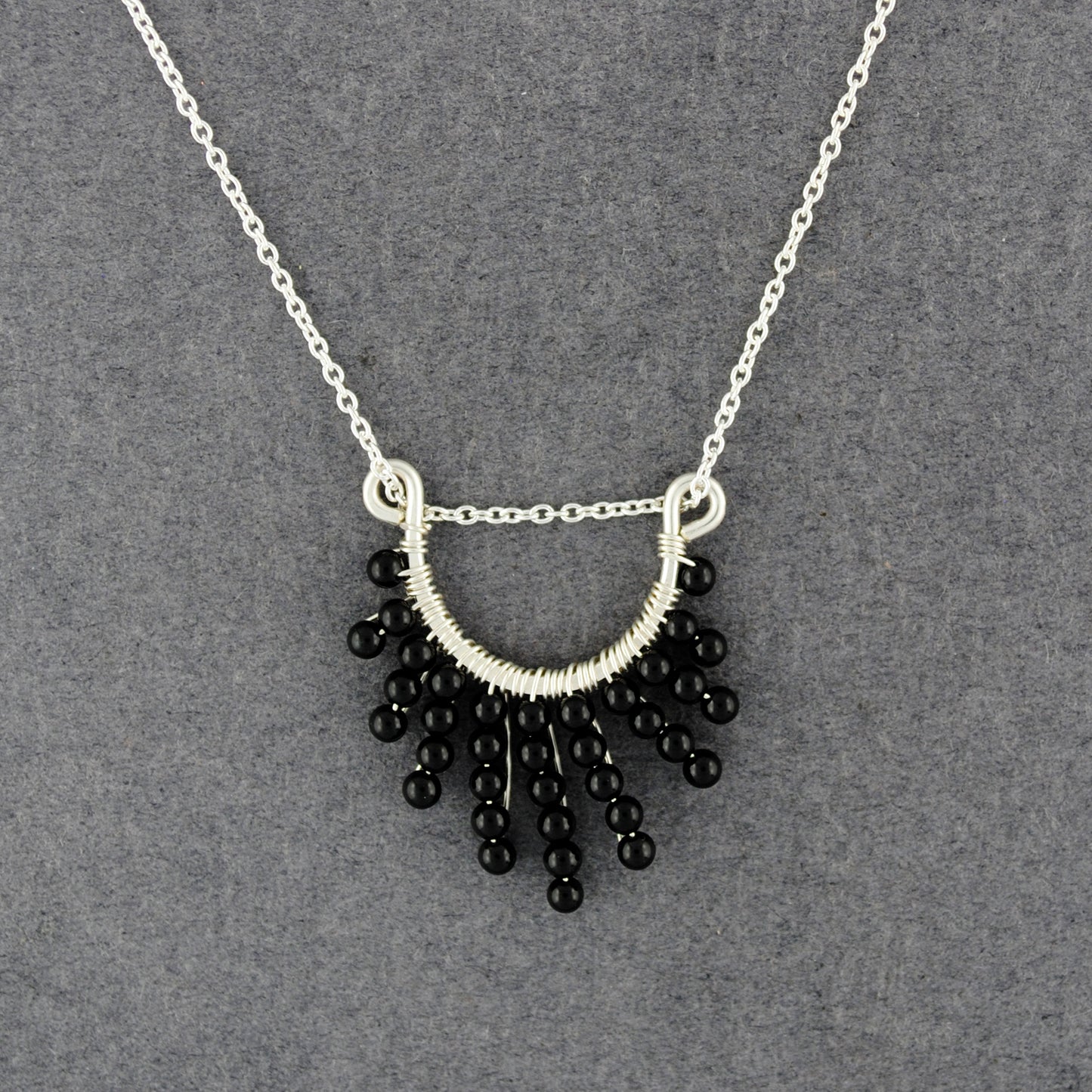 Sterling Silver Black Onyx Horseshoe Necklace