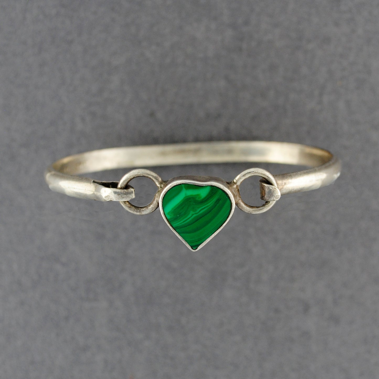 Malachite Heart Bangle Bracelet