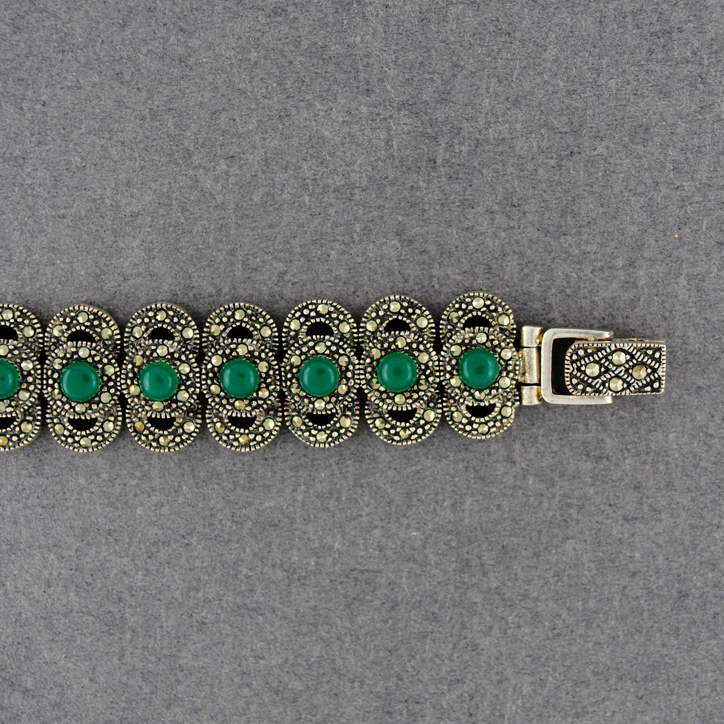 Green Onyx & Marcasite Bracelet
