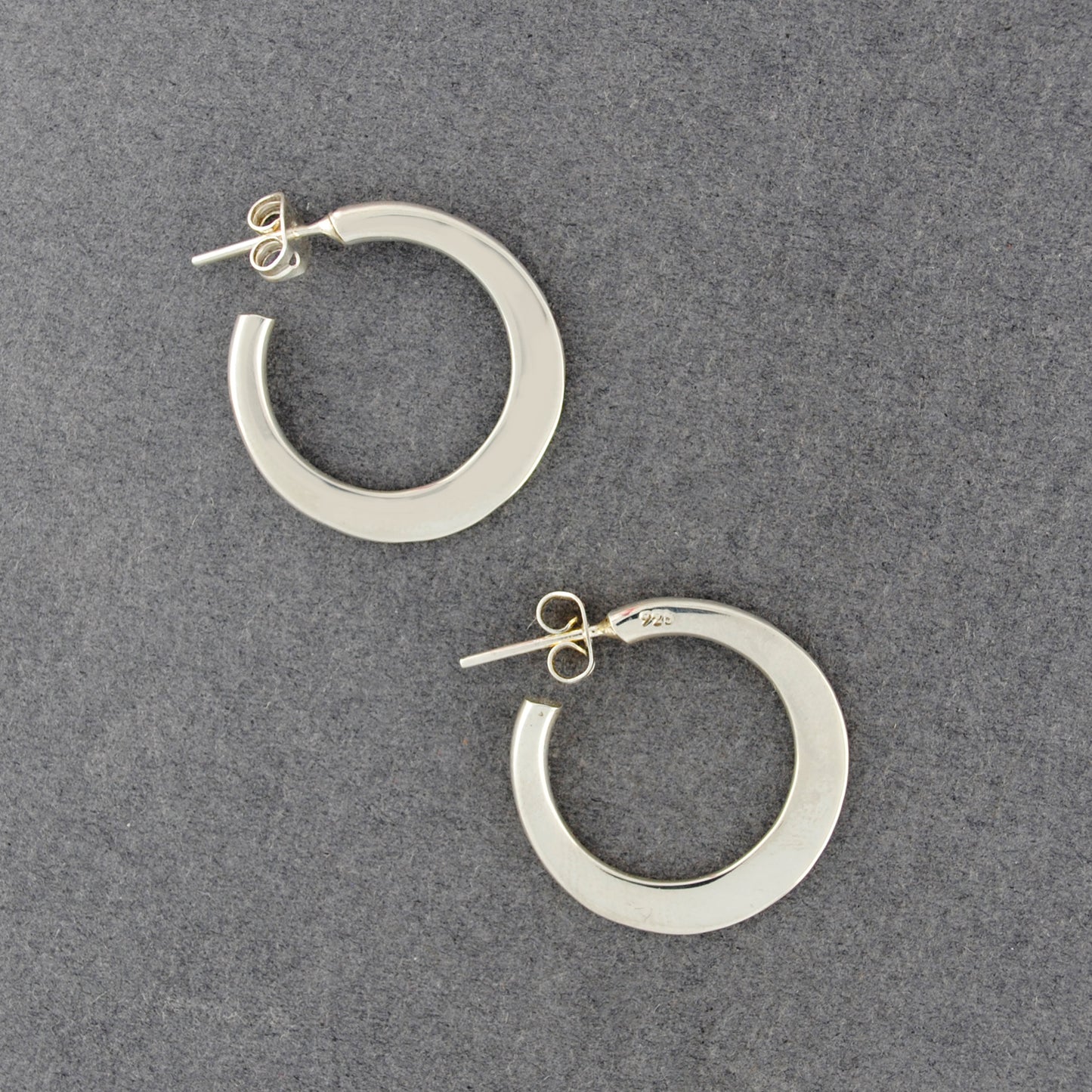 Sterling Silver Thick Flat Hoop Earrings