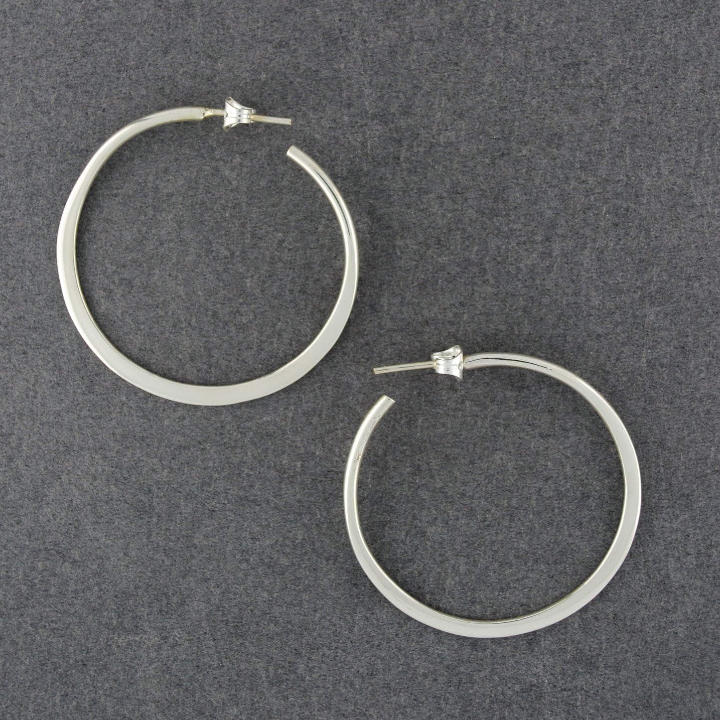 Sterling Silver Large Light Flat Hoop Earrings