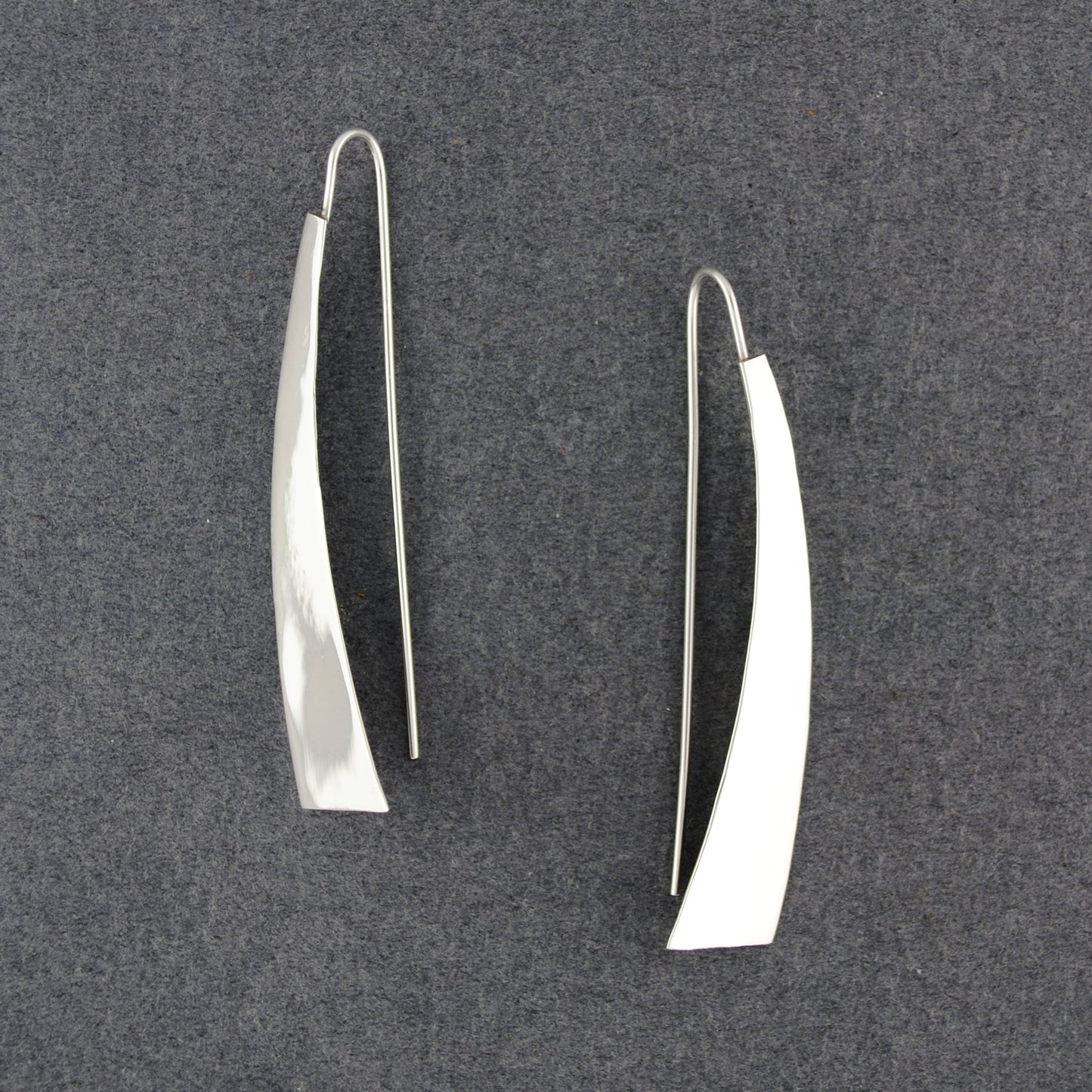 Sterling Silver Flat Curved Triangle Earrings