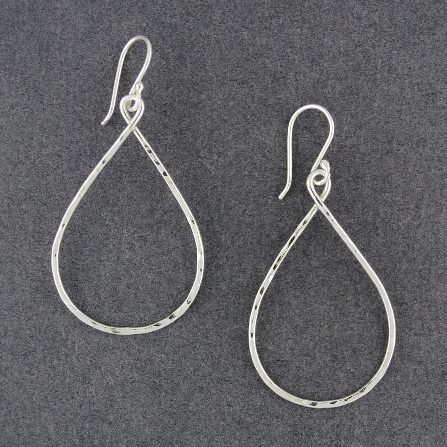 Sterling Silver Hammered Open Drop Earrings