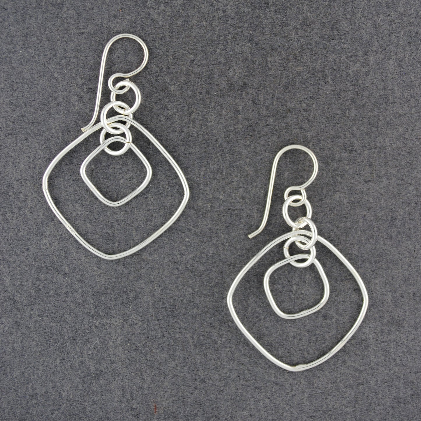 Sterling Silver Diamonds & Circles Earrings
