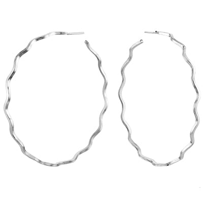 Sterling Silver Wavy Hoop Earrings