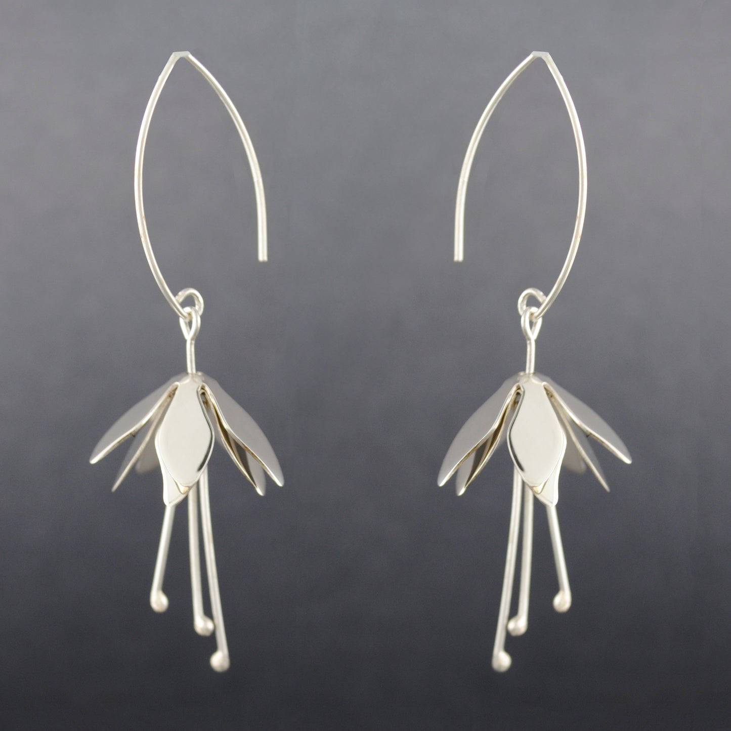 Sterling Silver Lily Dangle Earrings