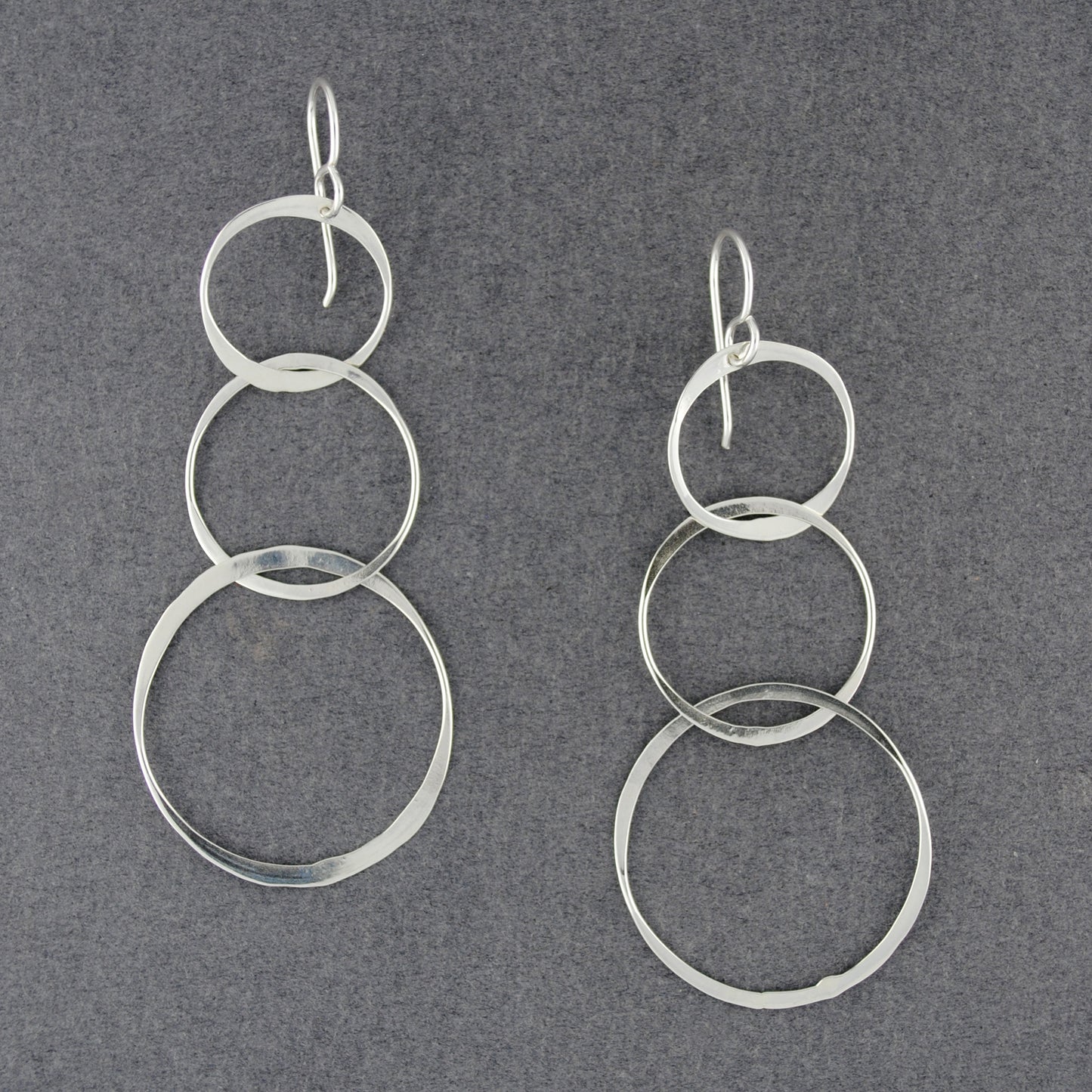 Sterling Silver Flattened Circles Dangle Earrings