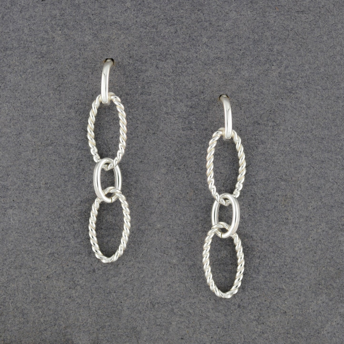 Sterling Silver Linked Ovals Earrings