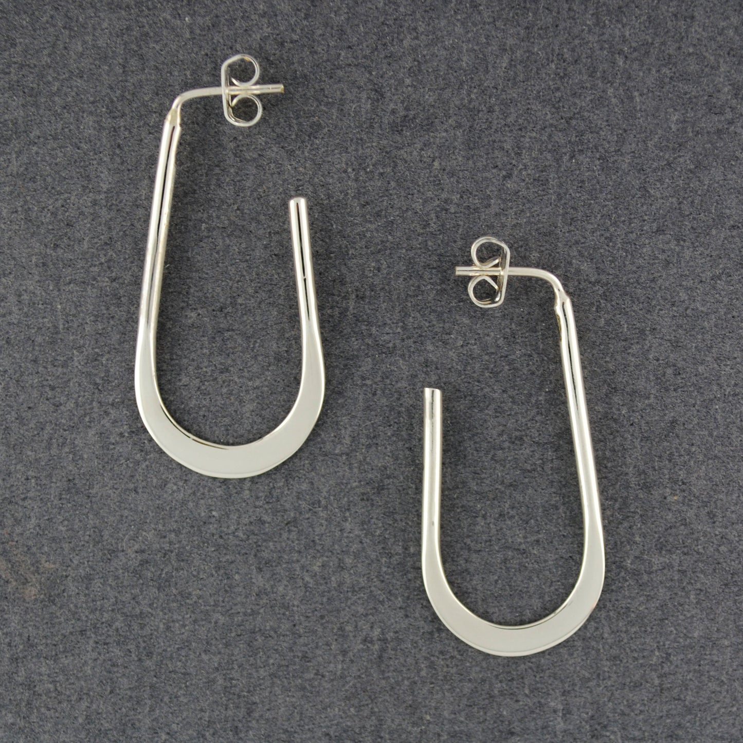 Sterling Silver Flattened Oval Hoop Earrings
