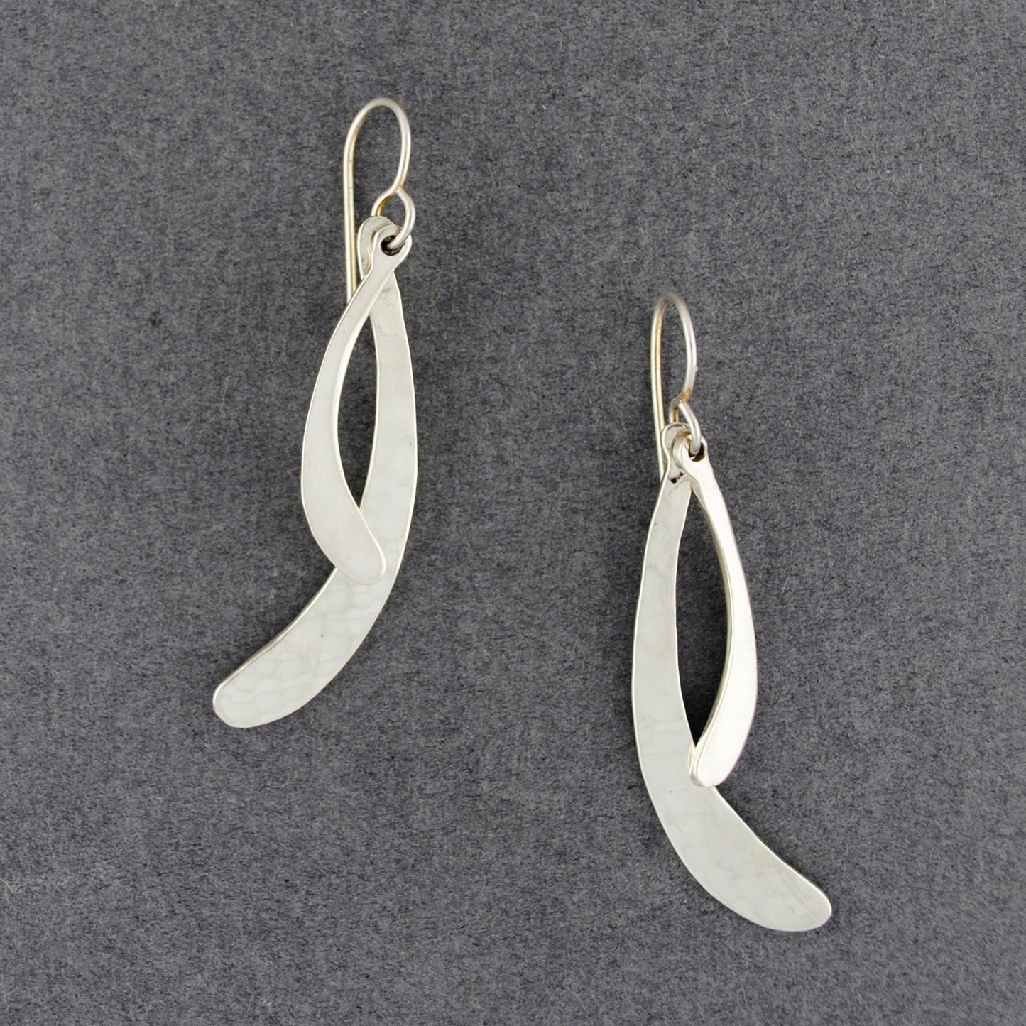 Sterling Silver Hammered Double Swoop Earrings