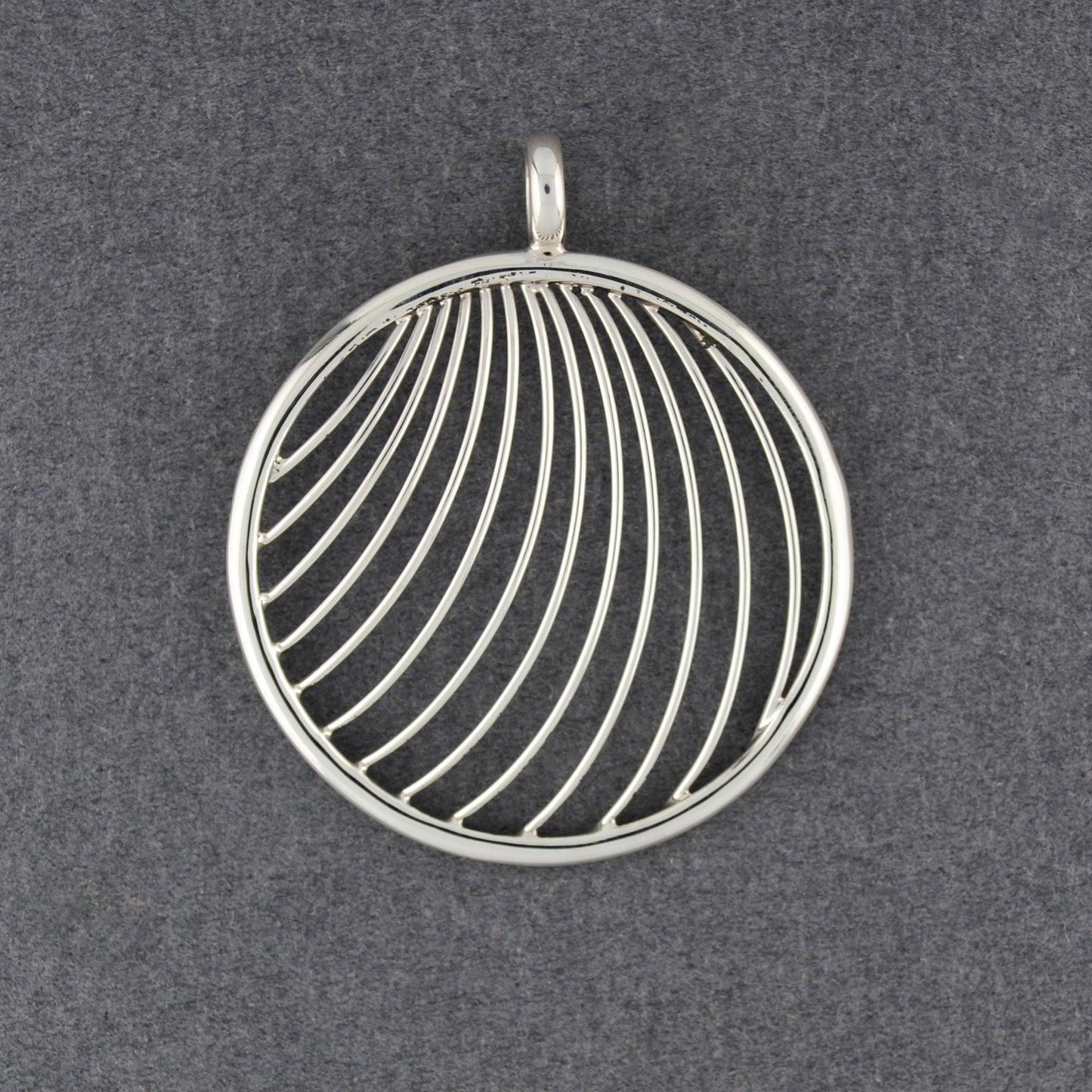 Sterling Silver Lined Circle Pendant