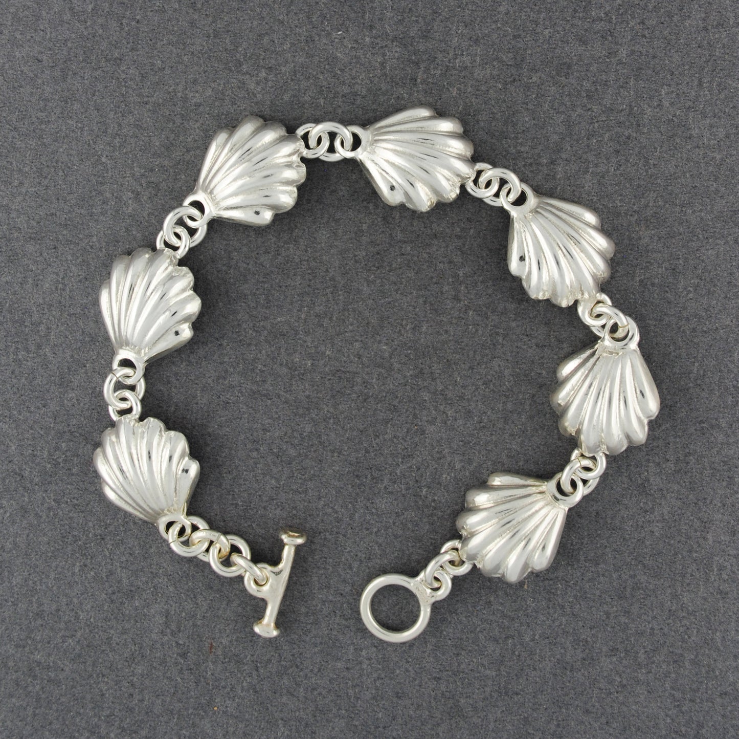 Sterling Silver Large Scallop Shell Link Bracelet