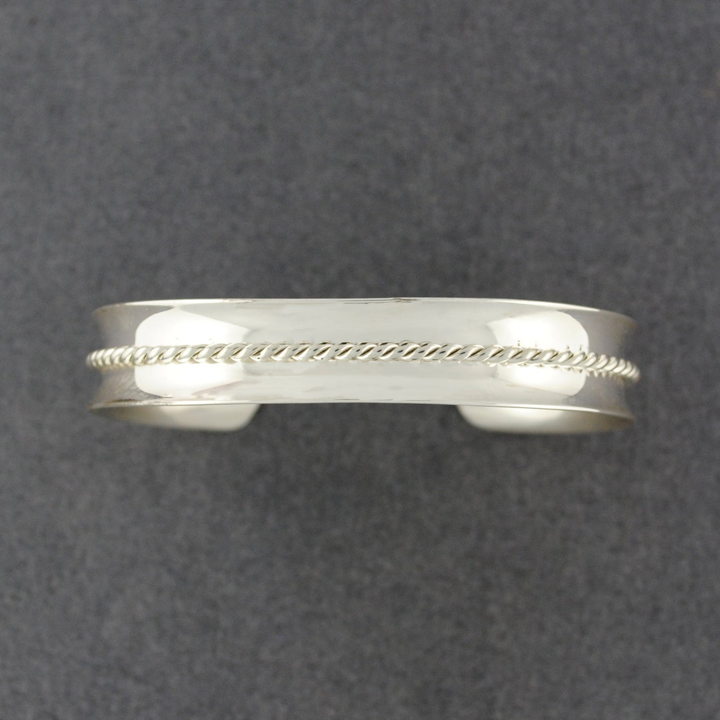 Sterling Silver Concave with Center Twist Cuff Bracelet