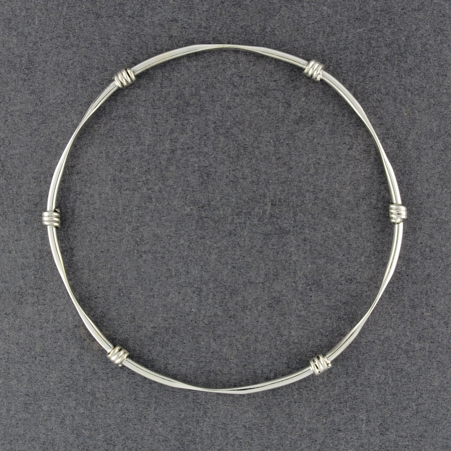 Sterling Silver Flattened with Twists Bangle