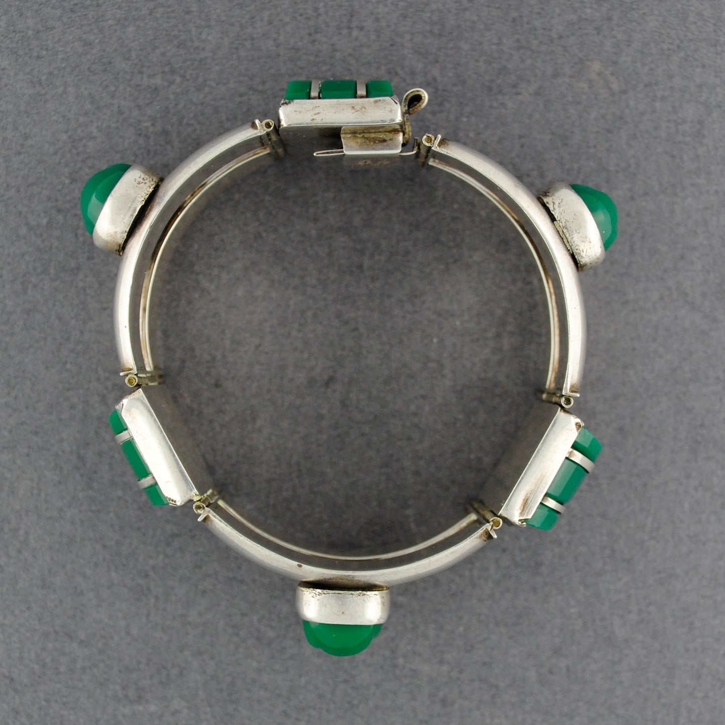 Vintage Green Onyx Myan Mask Bracelet
