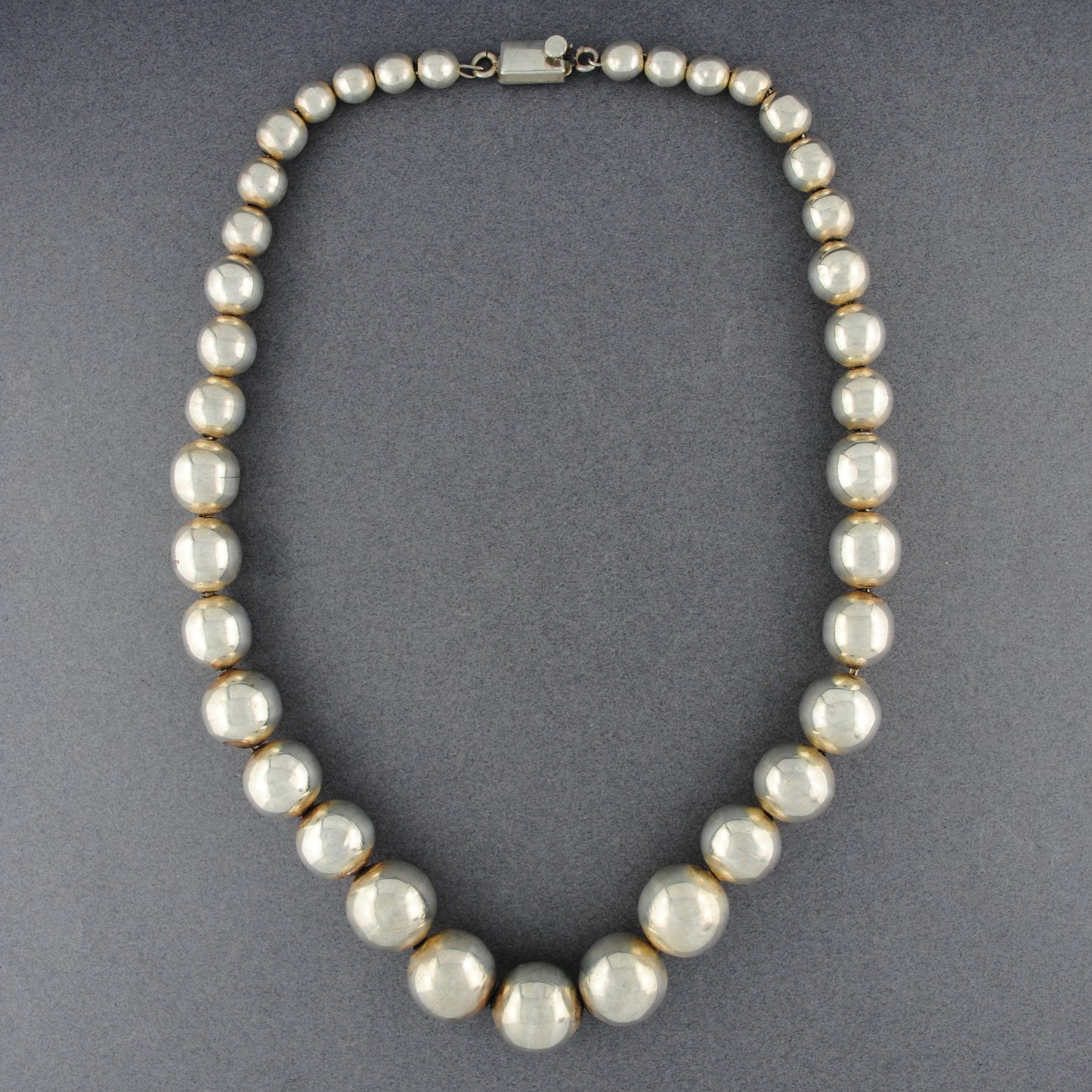 Sterling Silver Graduated Beaded Necklace