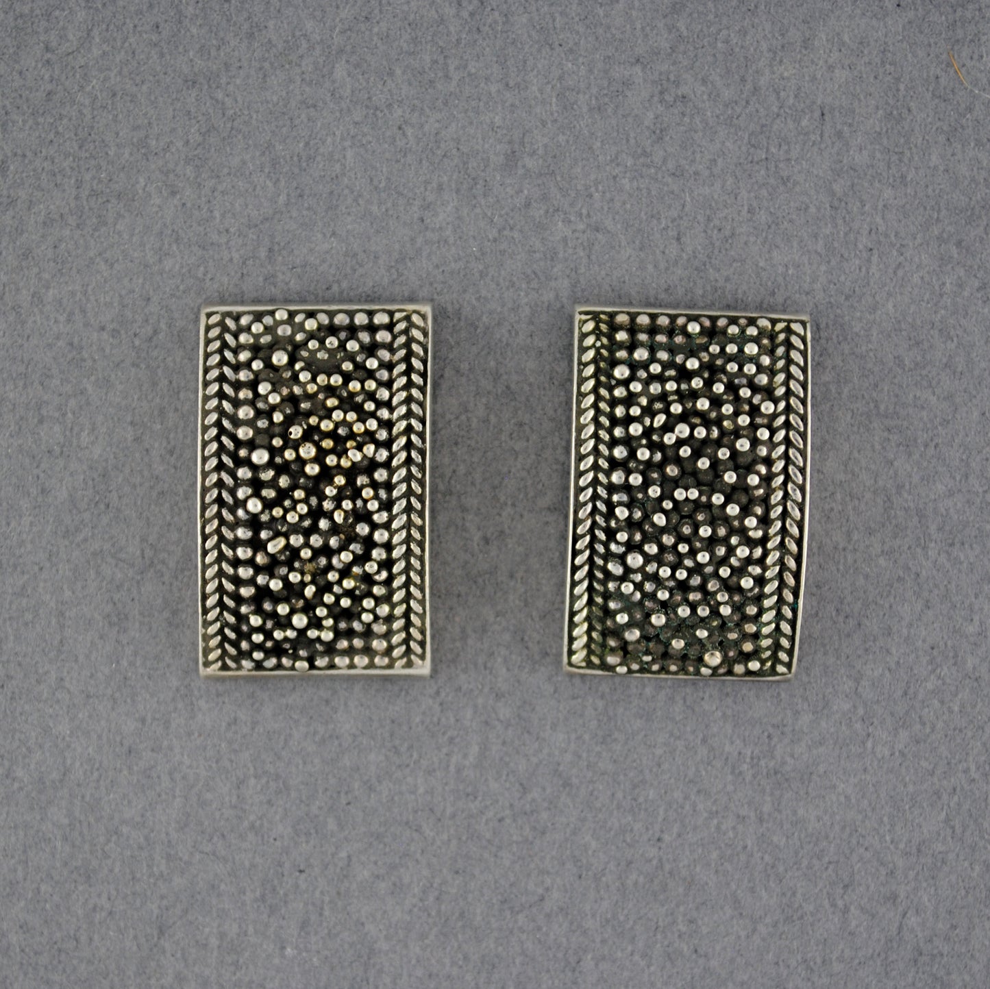 Sterling Silver Rectangle Balinese Earrings