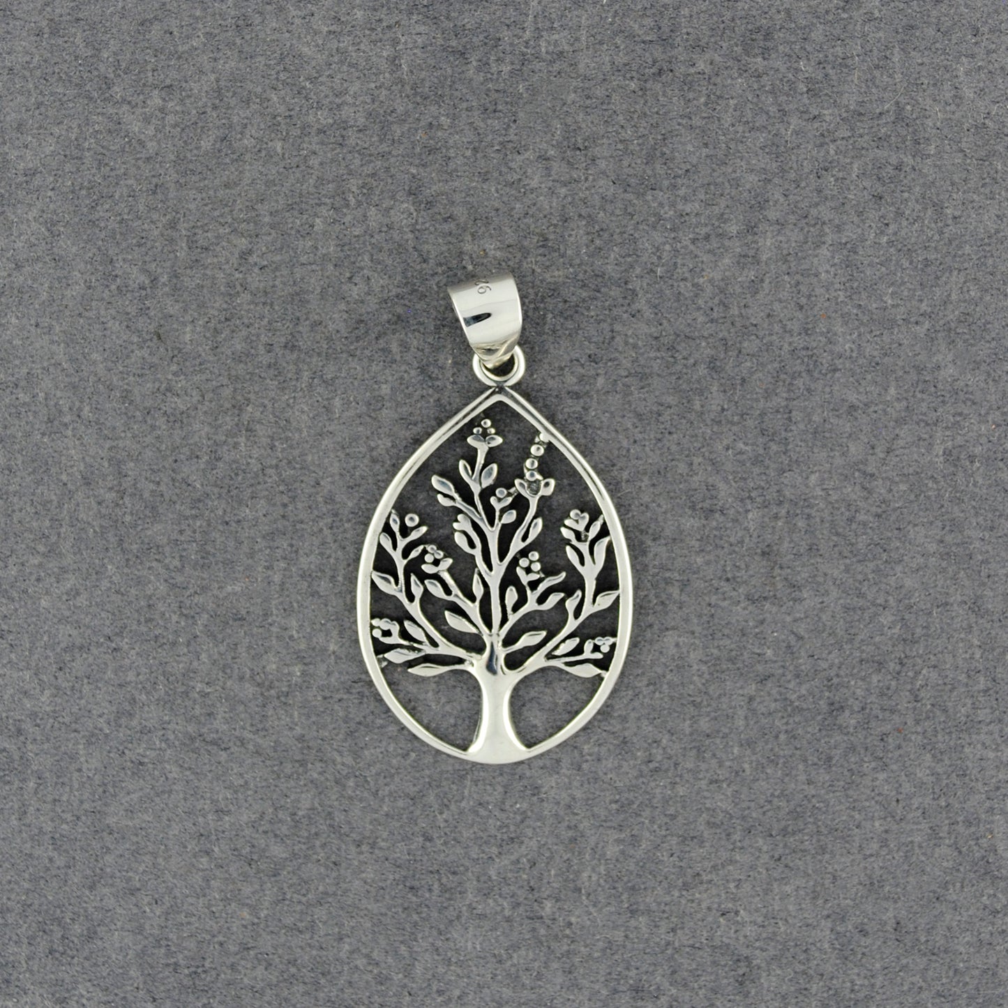 Sterling Silver Tree of Life in Teardrop Pendant