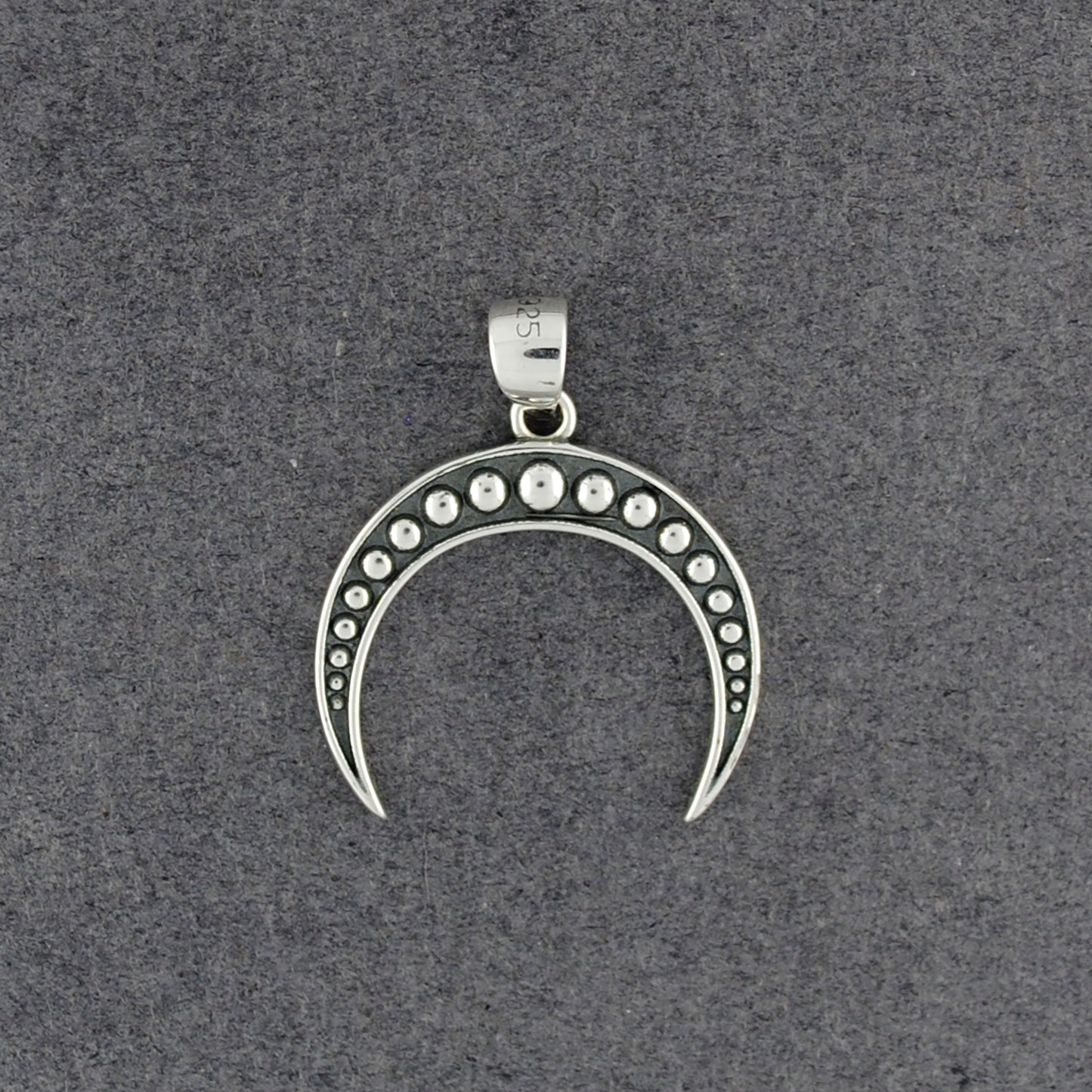Sterling Silver Dotted Crescent Moon Pendant