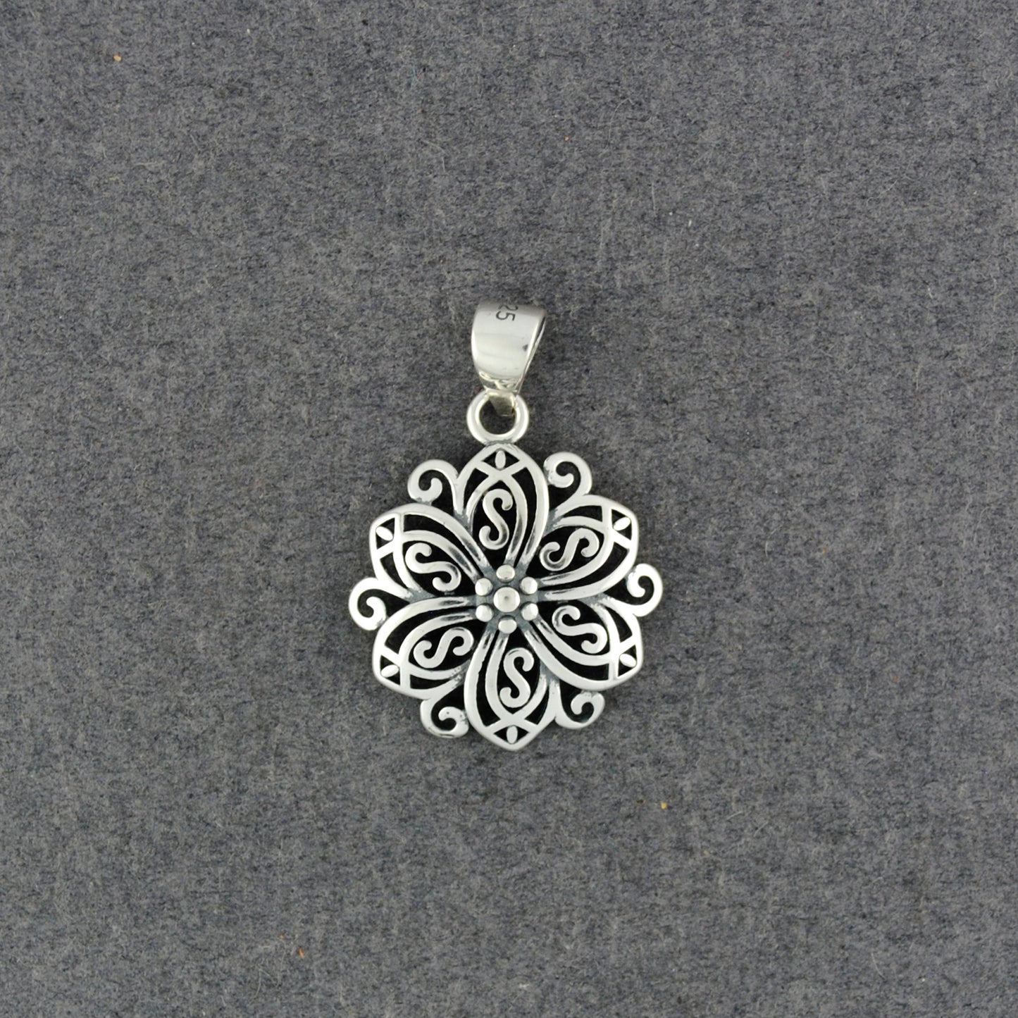 Sterling Silver Stylized Flower Pendant