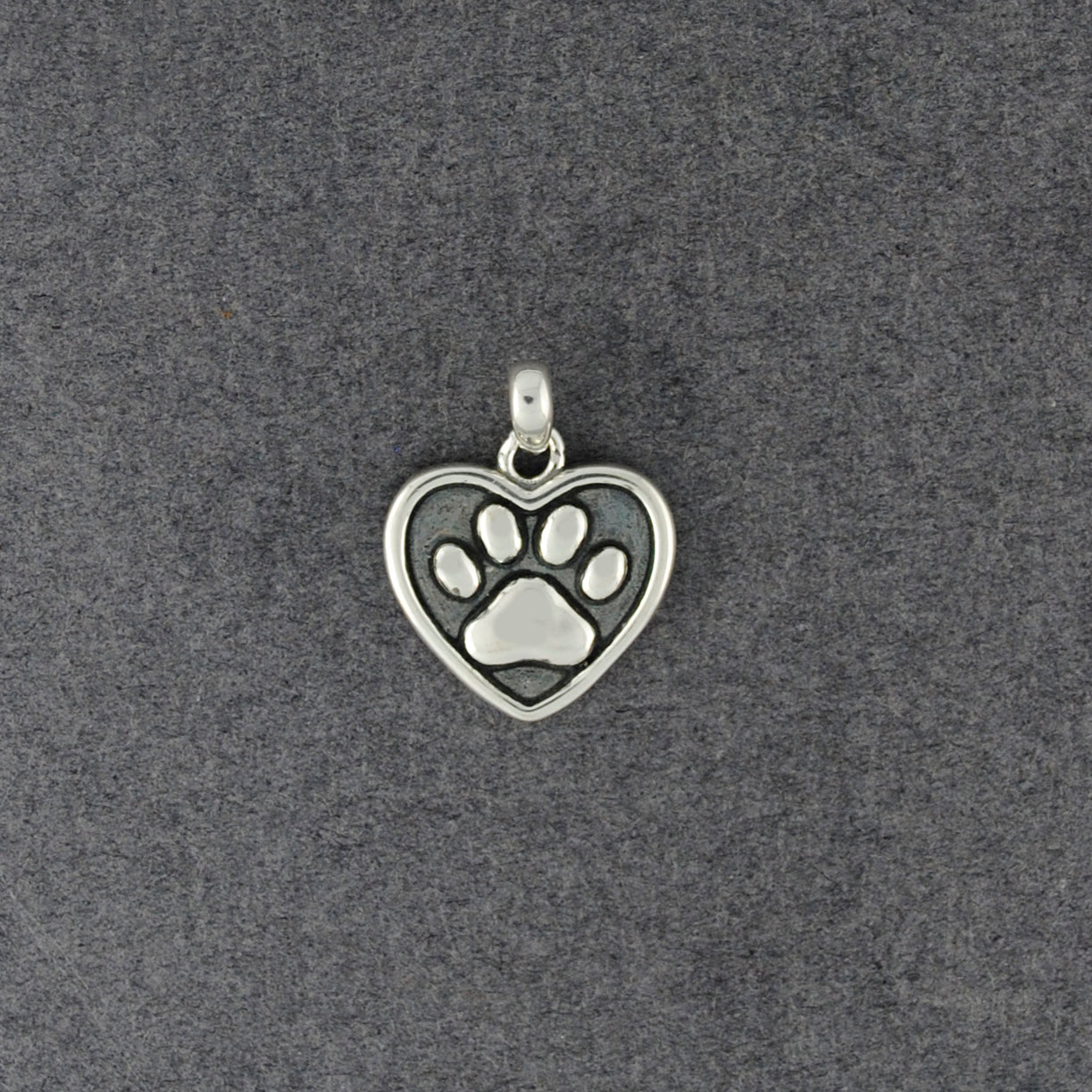 Sterling Silver Paw Print Heart Pendant