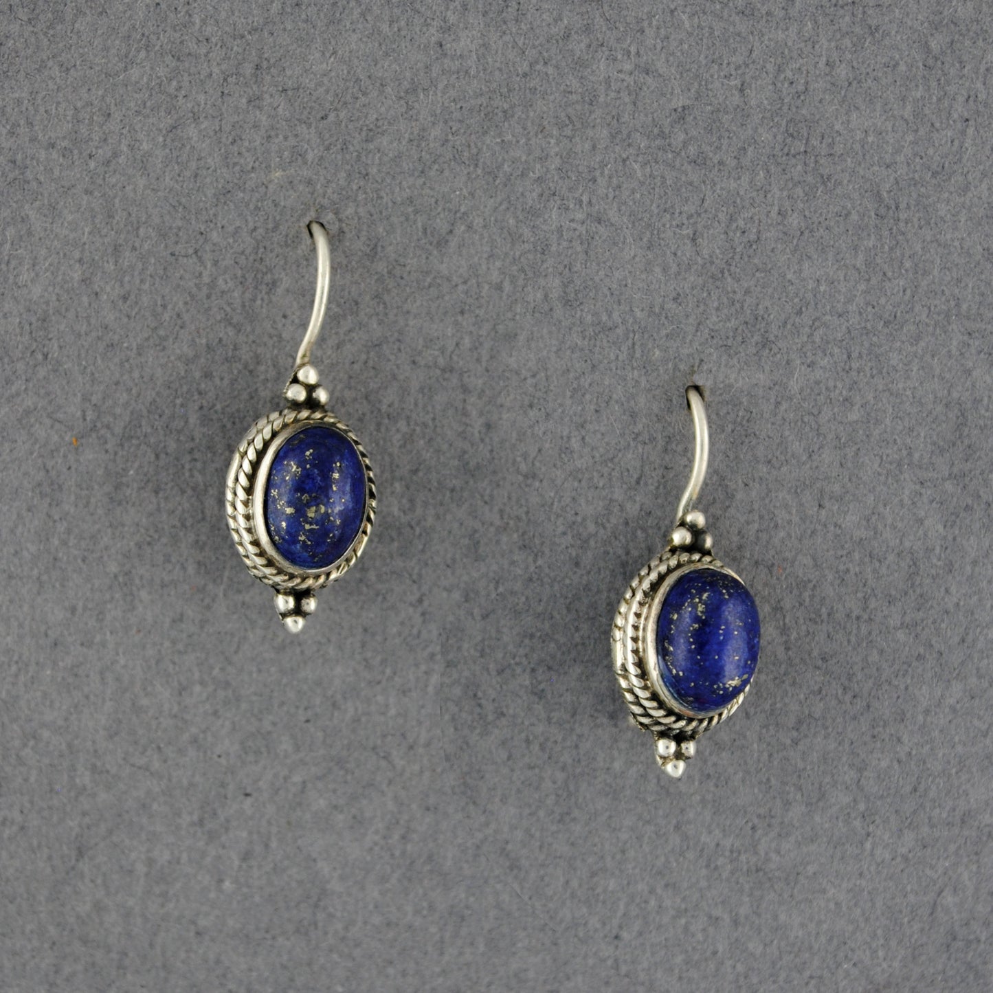 Sterling Silver Lapis Oval Earrings