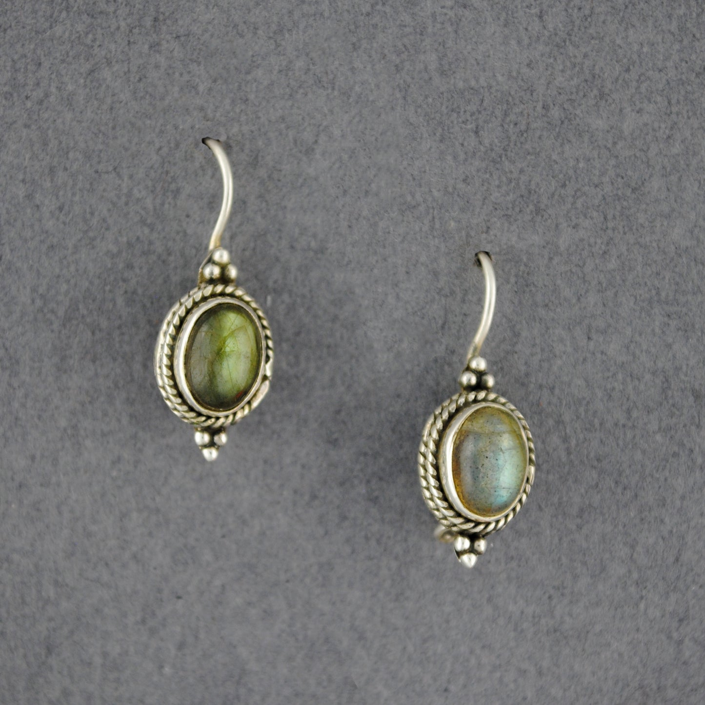 Sterling Silver Labradorite Oval Earrings