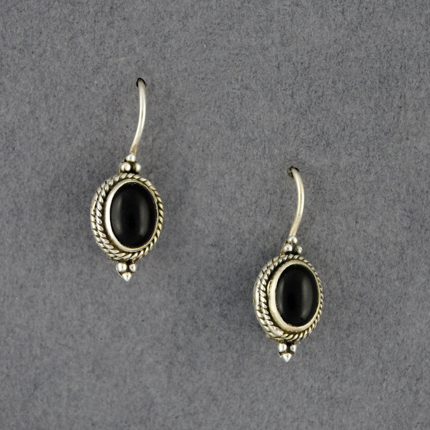 Sterling Silver Onyx Oval Earrings