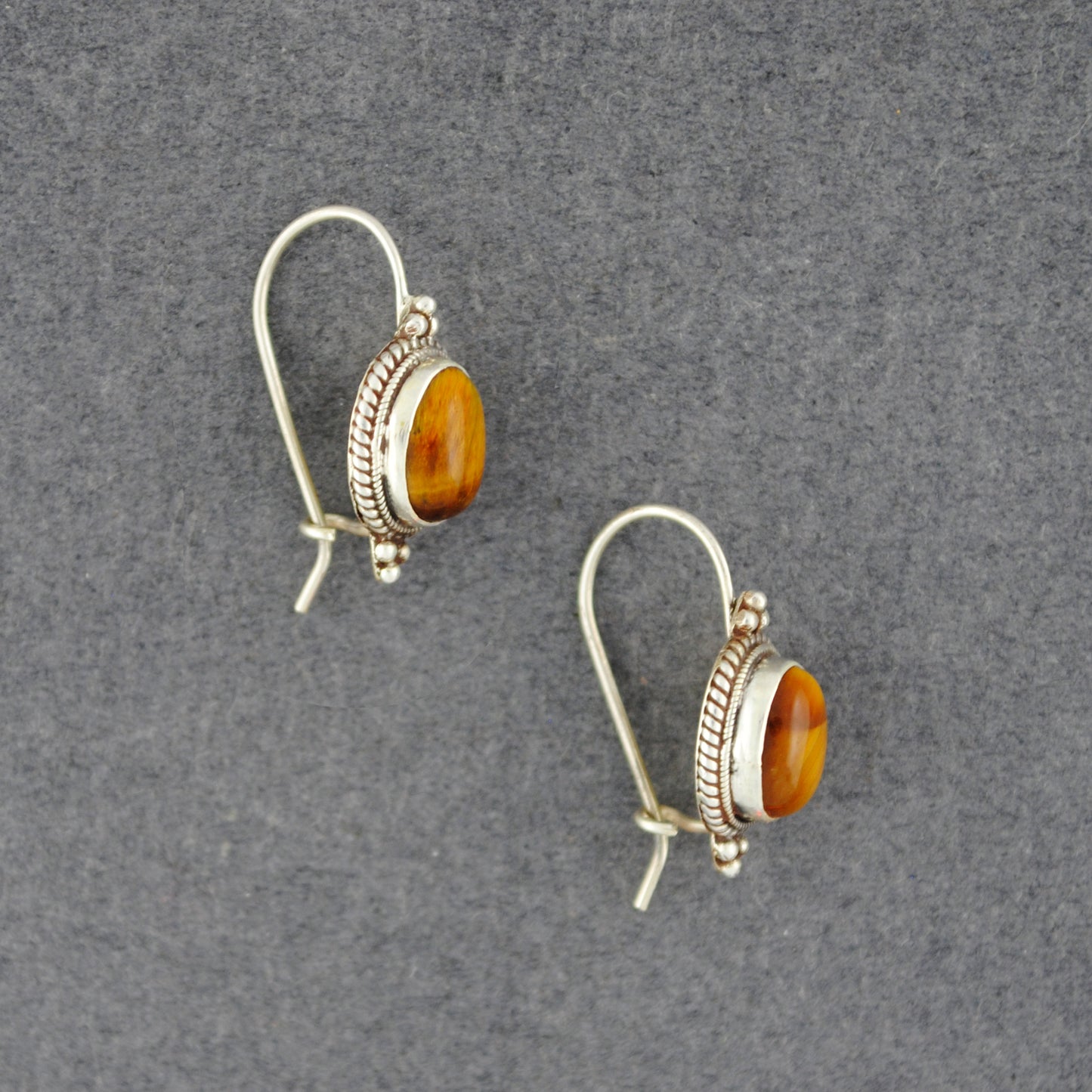 Sterling Silver Tiger Eye Oval Earrings
