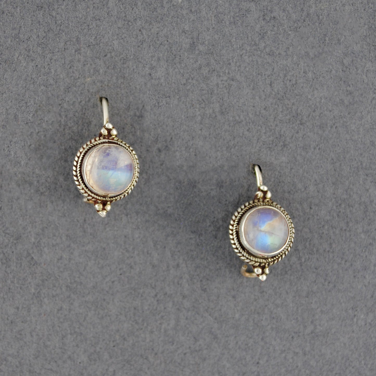 Sterling Silver Moonstone Circle Earrings
