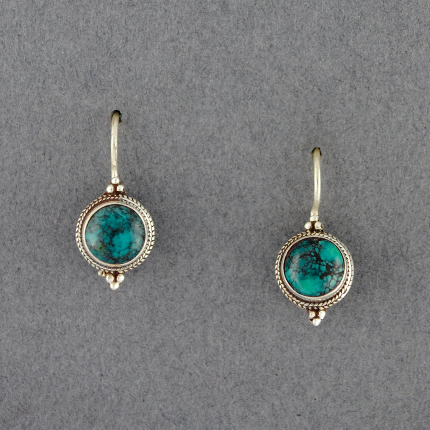 Sterling Silver Turquoise Circle Earrings