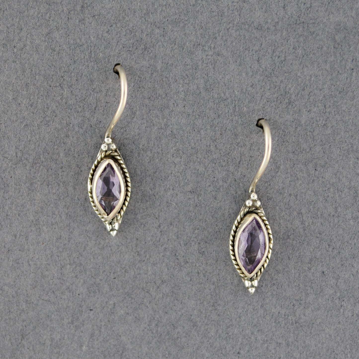 Sterling Silver Amethyst Marquise Earrings
