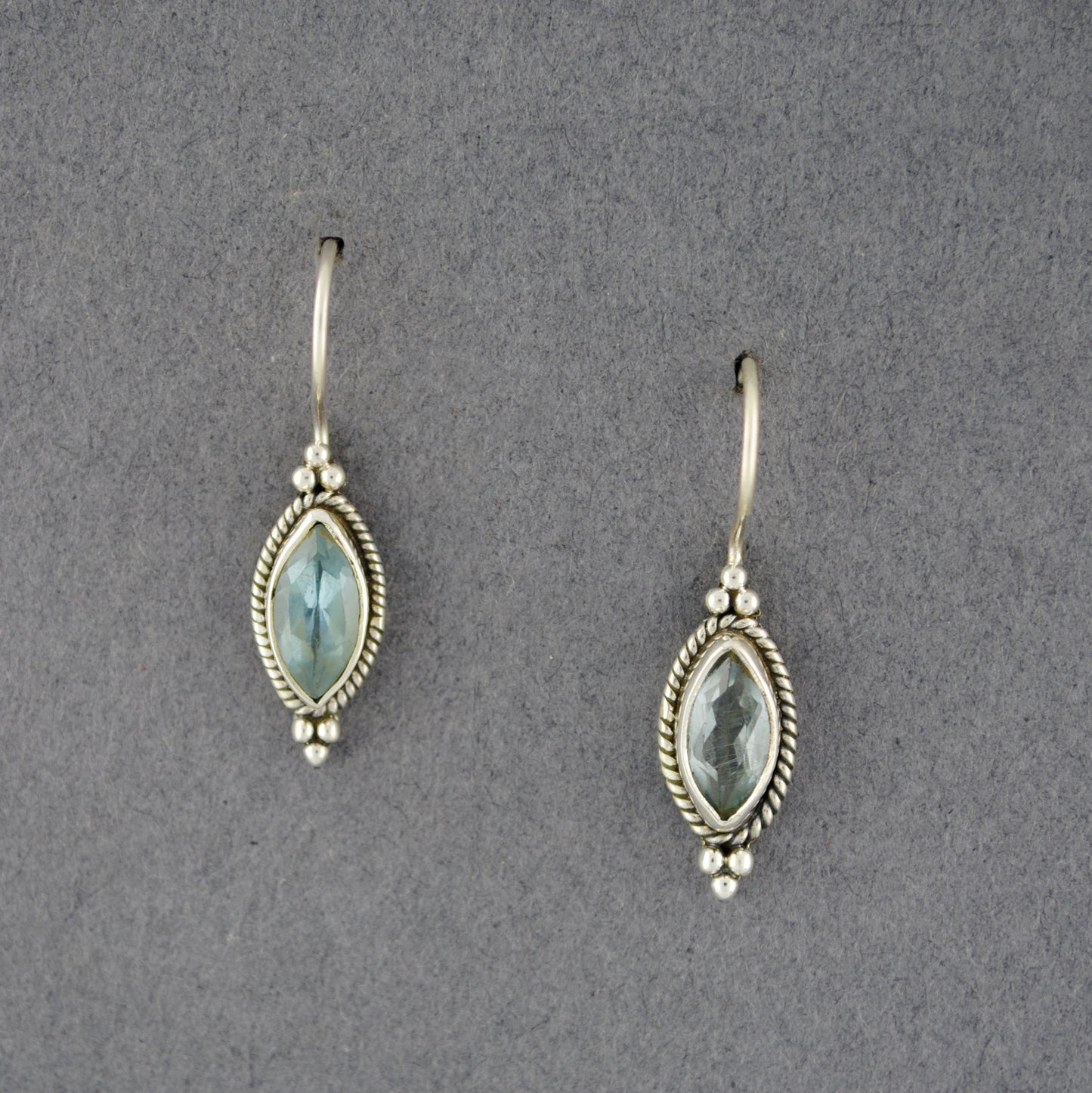 Sterling Silver Blue Topaz Marquise Earrings