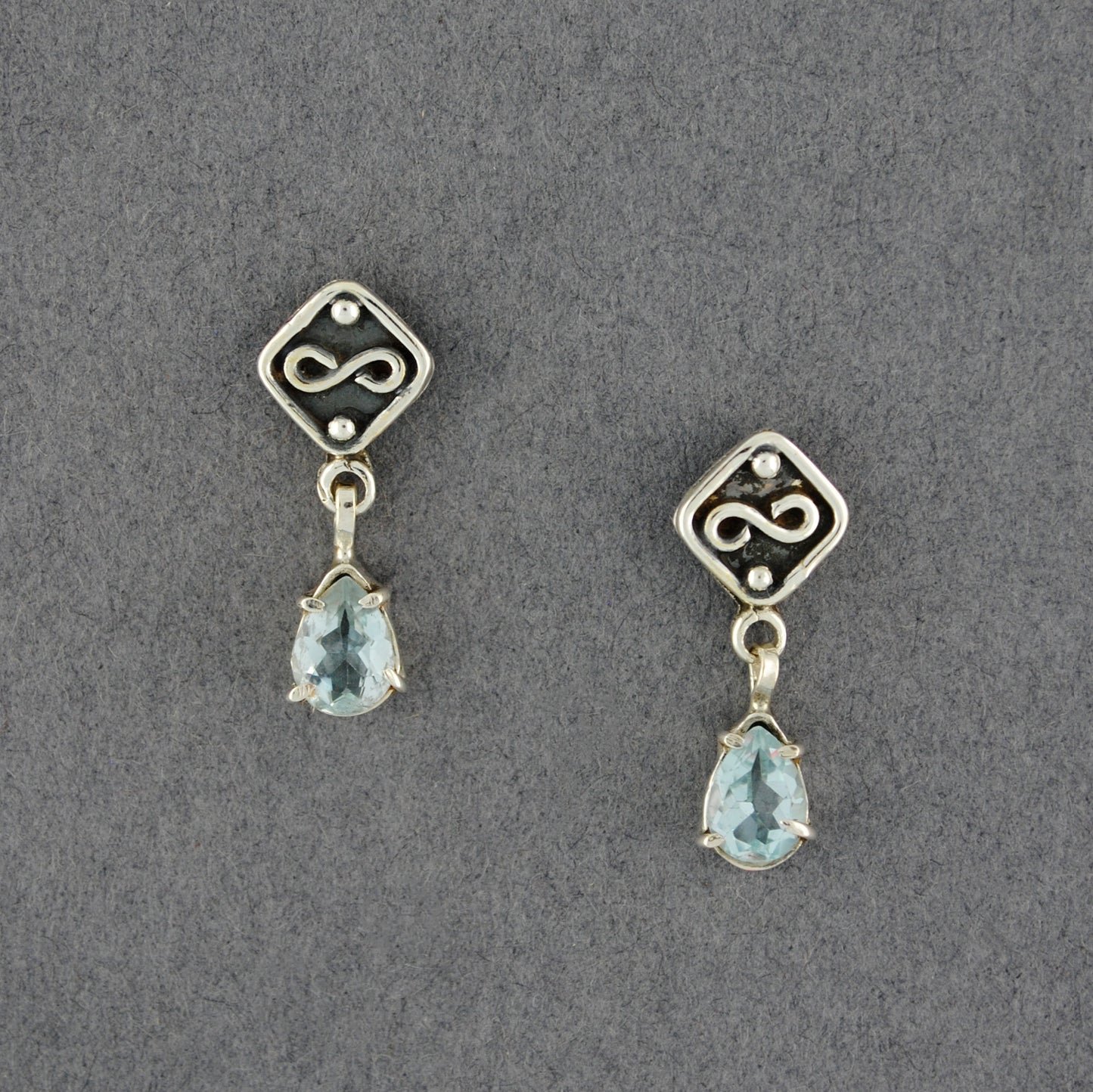 Sterling Silver Blue Topaz Dangle Post Earrings