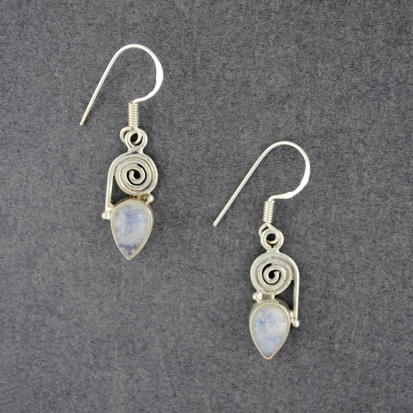Sterling Silver Moonstone Spiral Earrings