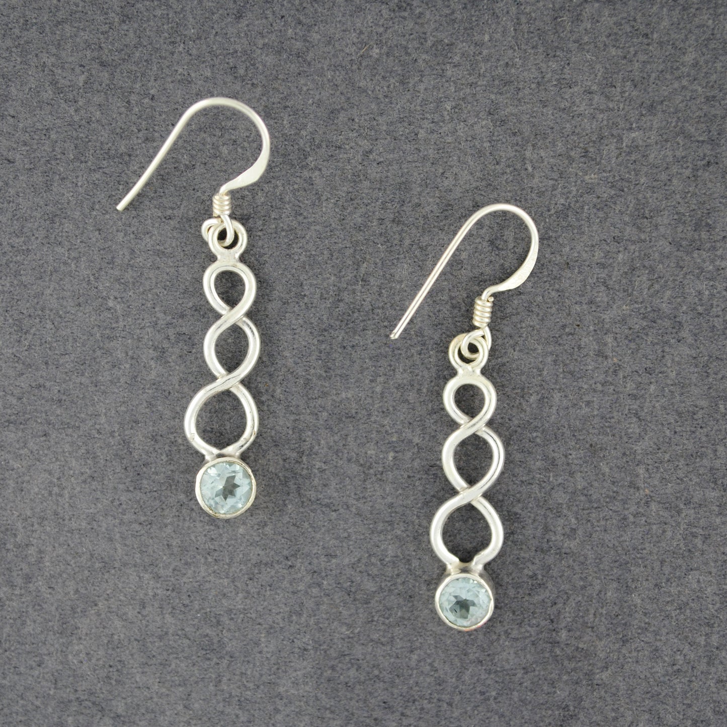 Sterling Silver Blue Topaz Wave Earrings