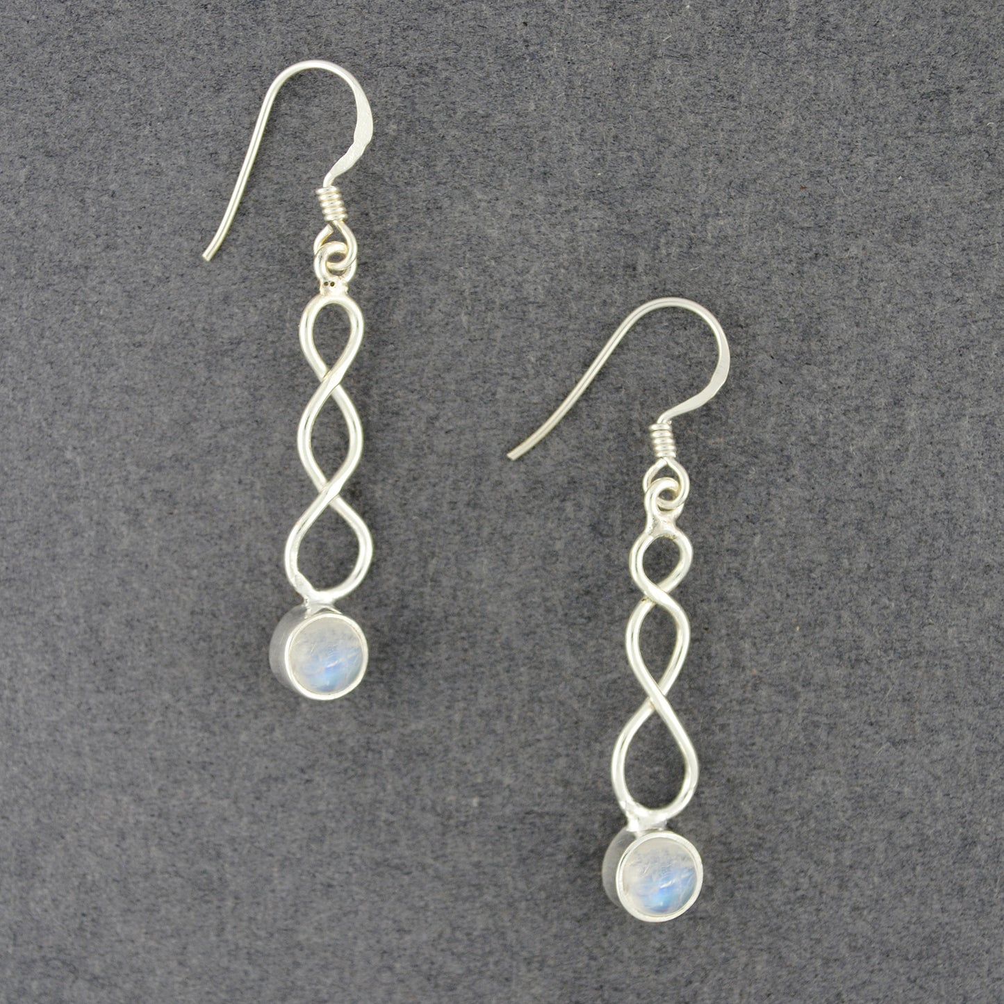 Sterling Silver Moonstone Wave Earrings