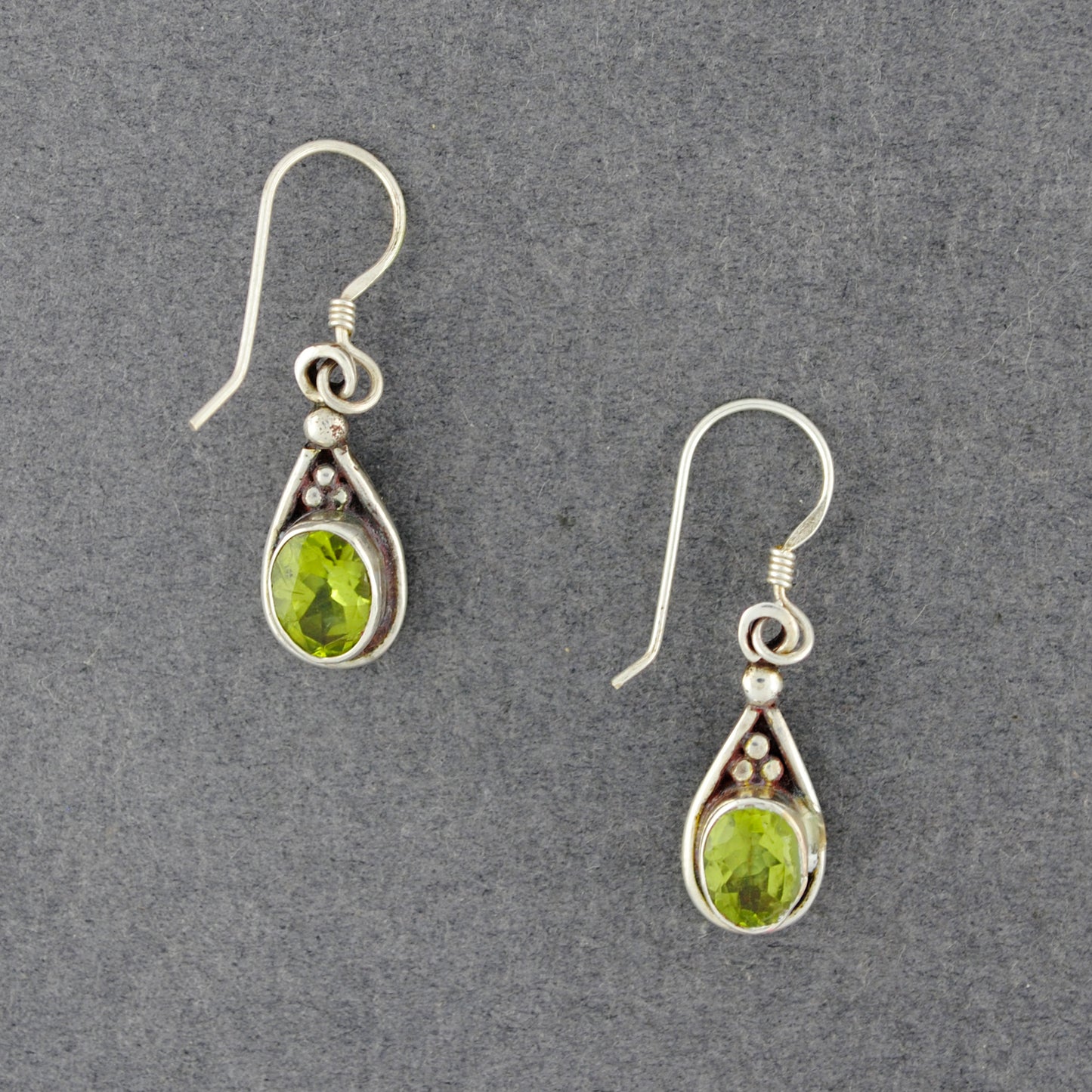Sterling Silver Peridot Teardrop Earrings