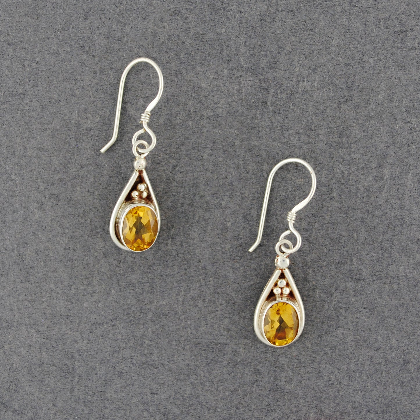 Sterling Silver Citrine Teardrop Earrings