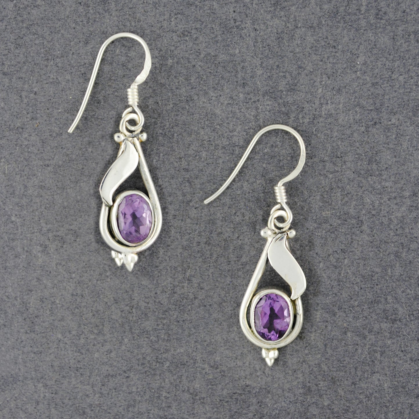 Sterling Silver Amethyst Drop Earrings